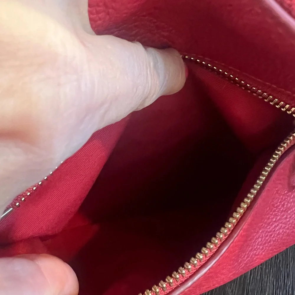 Coach Pebbled Leather Red Hobo Bag